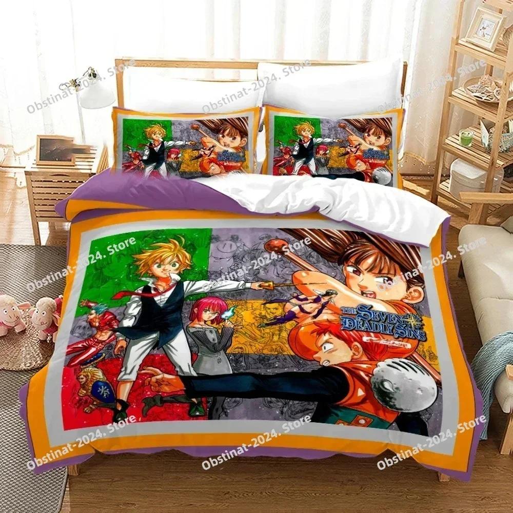 Top Seven Deadly Sins Bedding Set Anime Meliodas Printed Single Comforter Duvet Cover Pillow Case 3 Pieces Sets Kids Adult Size