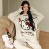 2025 Autumn/Winter Women's KT Cat Thickened Velvet Pajamas Set - Warm Long-Pile Fleece Homewear