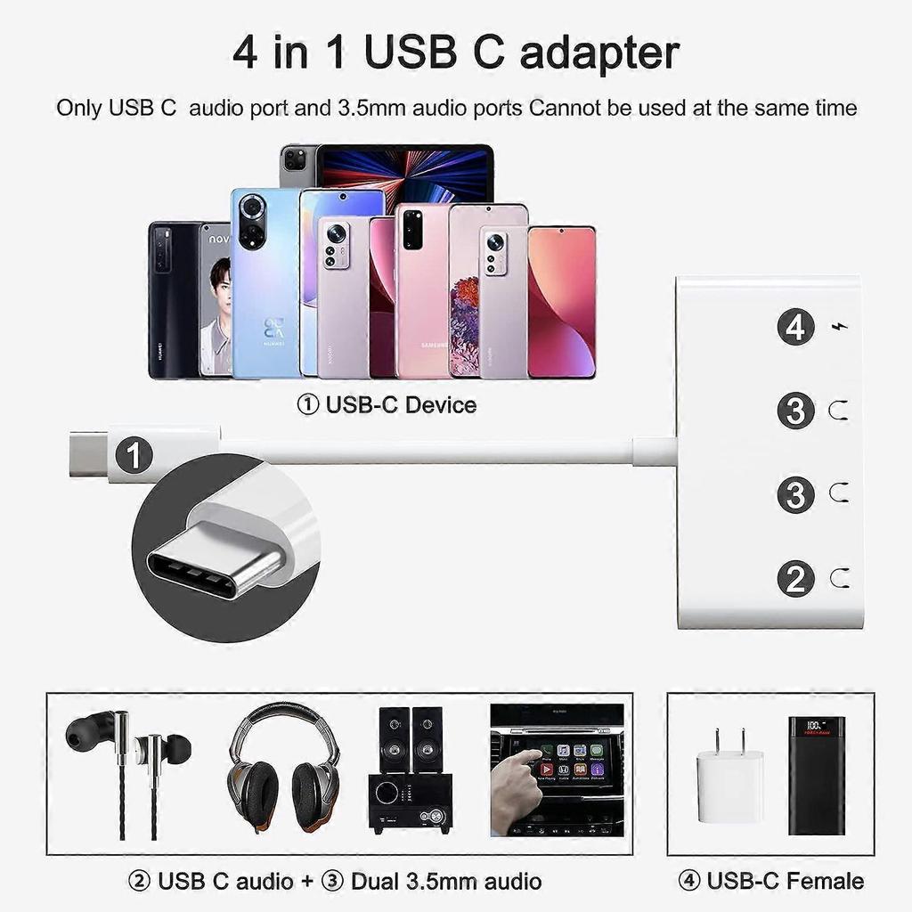 USB auf 3,5mm Kopfhörer Audio Splitter, Kopfhöreranschluss Splitter, TypC auf doppelten Kopfhöreradapter Splitter für iPad Pro, Samsung Galaxy, Pixel