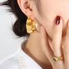European-American Vintage Asymmetrical Round Titanium Steel Earrings for Women
