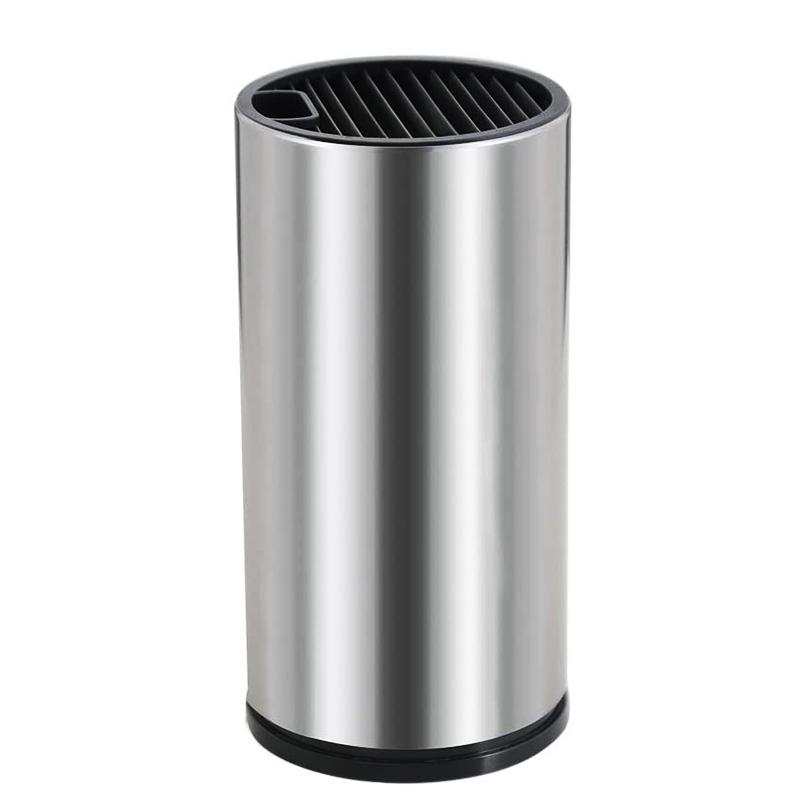 Univerzální blok na nože, držák nožů na kuchyňskou linku, nerezová ocel moderní obdélníkový design s drážkami pro nůžky