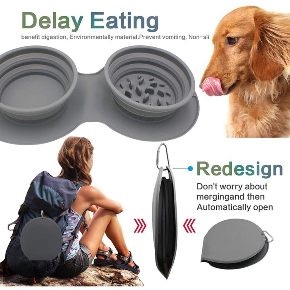To Clean Portable Collapsible Foldable Silicone Slow Feeder Pets Supplies Dog Bowl Feeding Bowl