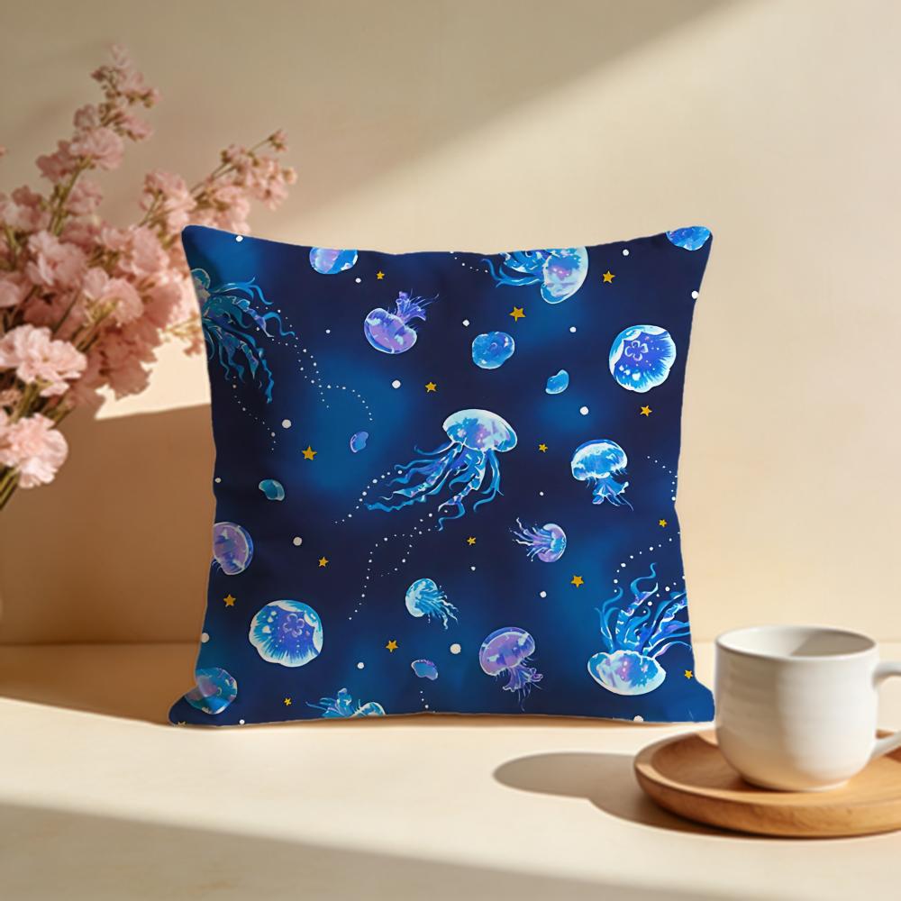Glowing Jellyfish Cushion Cover Soft Pillow Cases for Home Bedroom Living Room Sofa