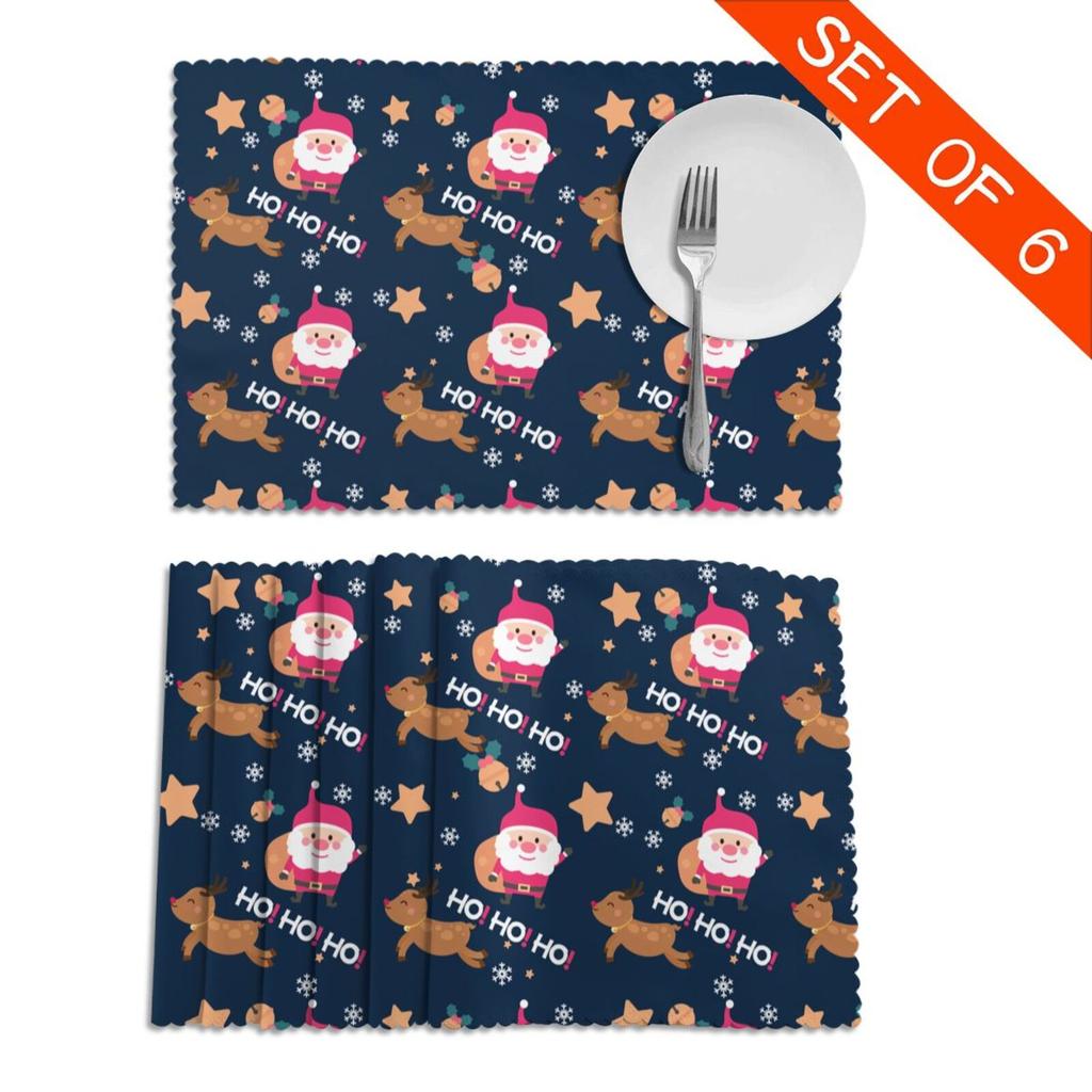 Christmas Placemats Table Mats Snowflake Santa Claus Coaster Pad Cup Dining Kitchen Placemat Non-Slip Home Decorations