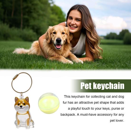 

Pet Hair Storage Bottle Keychain Transparent Design Mini Size Portable Cat Dog Hair Pendant Collection Keychain