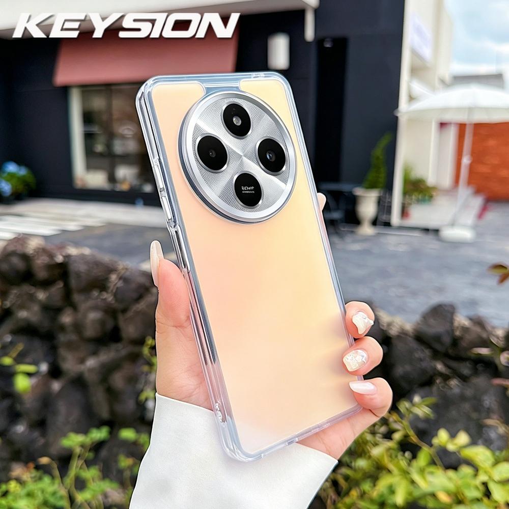 

KEYSION Fashion Laser Gradient Colorful Phone Case for Xiaomi Redmi 14C Soft TPU+PC Shockproof Back Cover for Xiaomi POCO C75 for POCO C75 білий