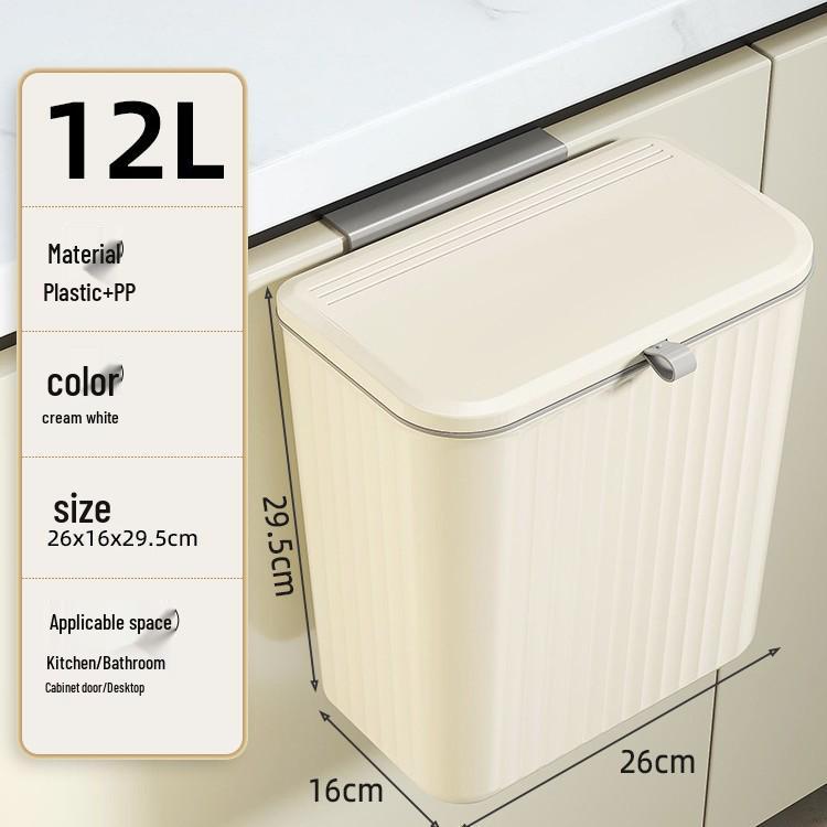 Wall-Mounted Bathroom Trash Can with Lid, No Installation Needed, Dual-Use for Toilet & Kitchen, Large Size Waste Paper Basket