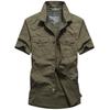 New Single Breasted Cotton Men Short Sleeve Casual Shirts High Quality Militar Overshirt Slim Fit Mens Designer Clothing Blouses 6XL