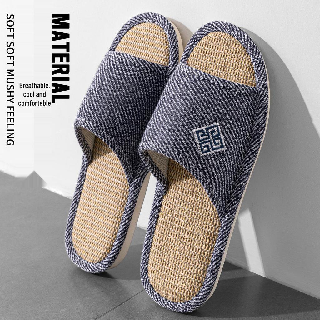 Men's Luxury Breathable Linen Slippers - 2025 Summer Non-Slip Casual Style