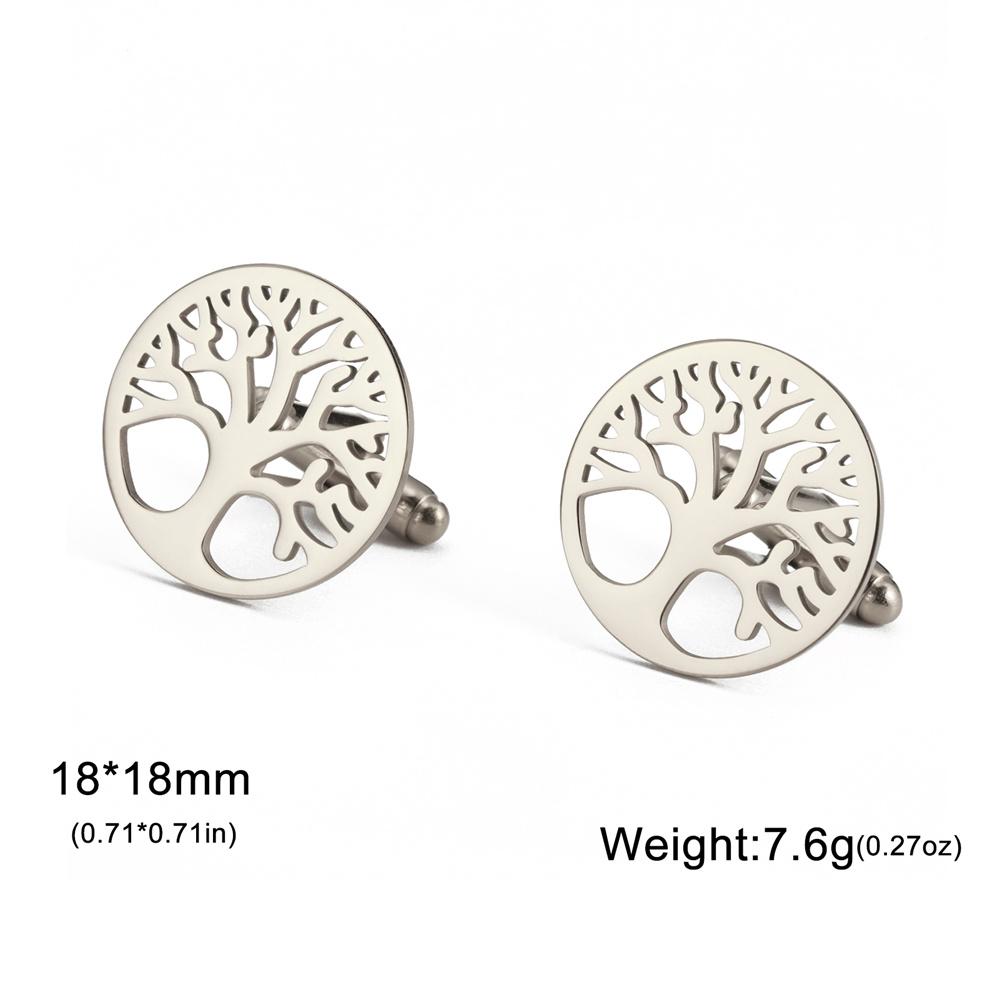 My Shape Tree of Life Cuff Links for Men Wedding Banquet Groom Business Suit Shirt Round Men's Cufflinks Stainless Steel Jewelry
