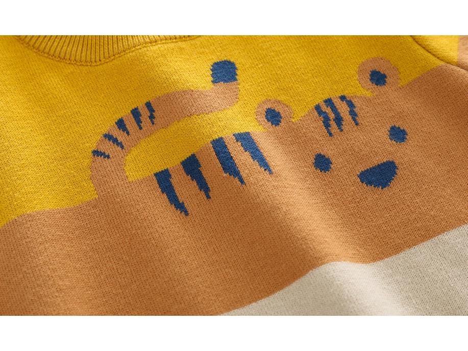 Tengyun Pigeon Kids' Double-Layer Sweater - European & American Style, Boys' Abstract Cartoon Jacquard, Autumn 2025 Collection.