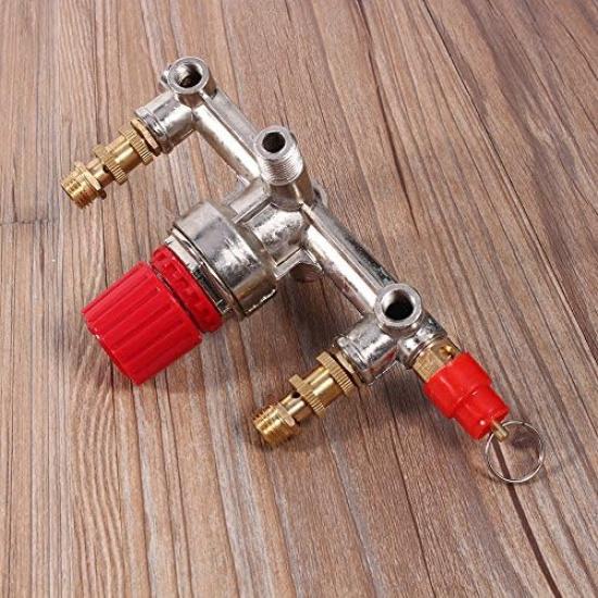 Double Outlet Tube Zinc Alloy Air Compressor Pressure Regulator Valve Fit Parts Efficient Voltage Regulation Superior Sealing Air Compressor Pressure