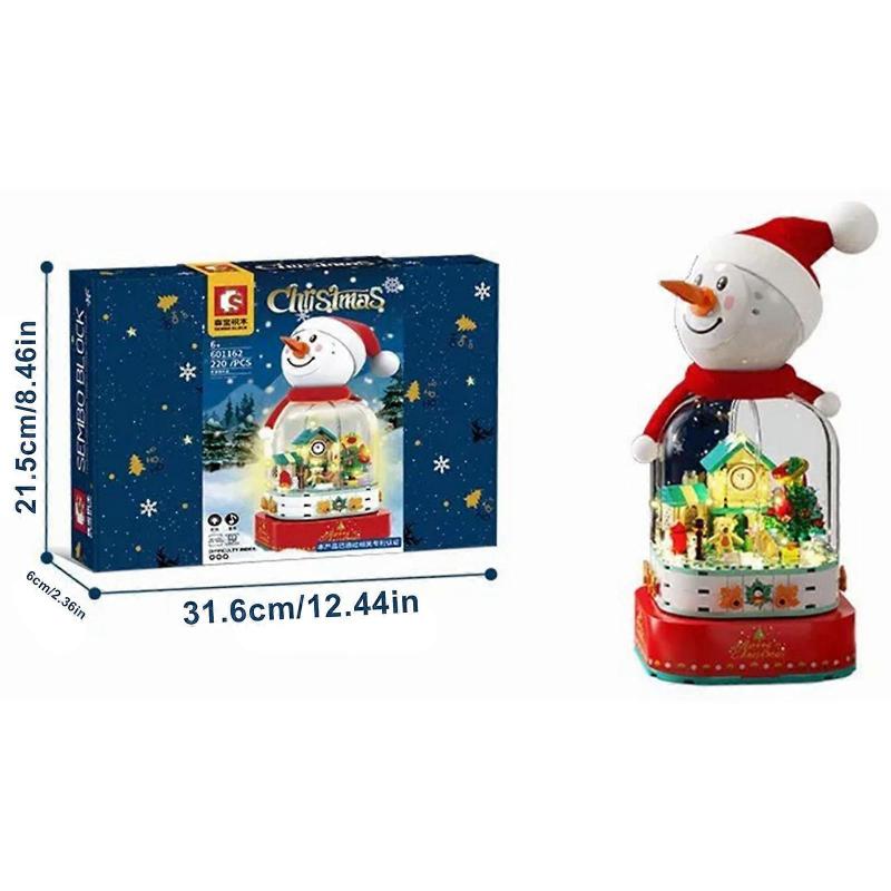 Xmas Snowman Building Blocks Toys Beautiful Music Box Brick Toys Building Kit For Adults Kids