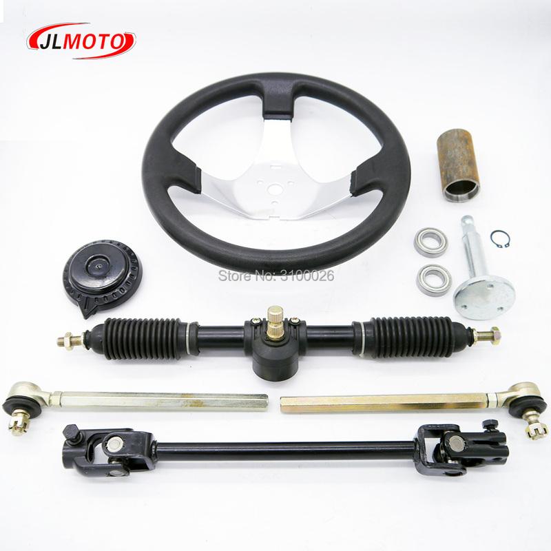 300mm Steering Wheel 420mm Gear Rack Pinion 380mm U Joint Tie Rod Knuckle Assy Fit For China 110cc Go Kart Buggy UTV Bike Parts
