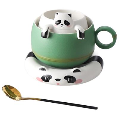 A95I-Bamboo Panda Filter Tea Separator Cup Japanese Tea Mug With Infuser Household Tea Maker Office Water Cup Teaset Gift