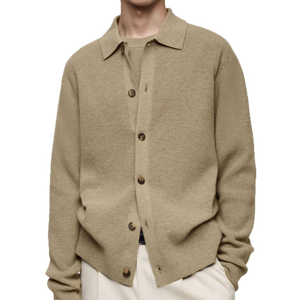 Men's Casual Knitted Cardigan Solid-Color Open-Front Sweater Coat