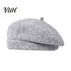 Outdoor Shopping Headgear Knitted Beret Hat for Women, Winter Warm Painter Cap, Fleece Lined, Cozy Solid Color Artist Cold Weather Weekend Leisure