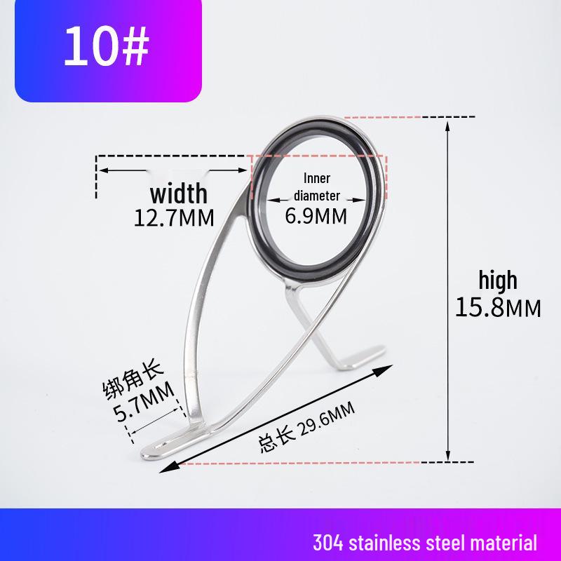 304 Stainless Steel Ceramic Right Ear Eyelet Double-Cornered Edge Guide Wire Ring for Fishing Rod Modification