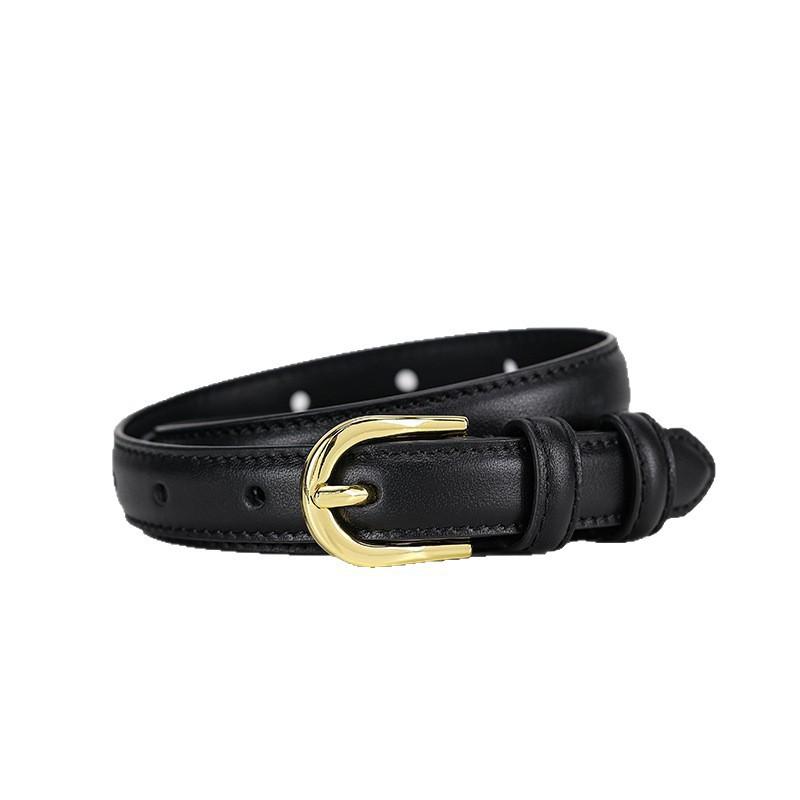 Womens Genuine Leather Belt Slim Waistband Dress Pants Skirt Jeans Minimalist Chic Alloy Buckle
