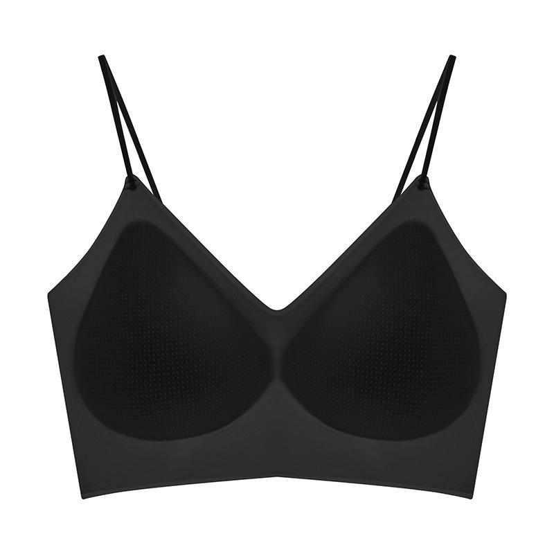 Ultra-thin Ice Silk Seamless Wireless Lingerie Bra with Cooling Chest Pads L (115-135)