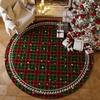Christmas Red Plaid Snowflake Carpet Non-slip Mat Rug for Christmas Tree Living Room Home Decoration Easy Clean Bedroom Decor
