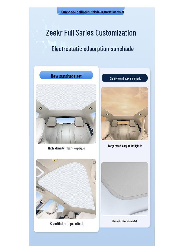 Silicone Suction Sunroof Heat Insulation Sunshade for Zeekr 001, 007, 009, 7X.