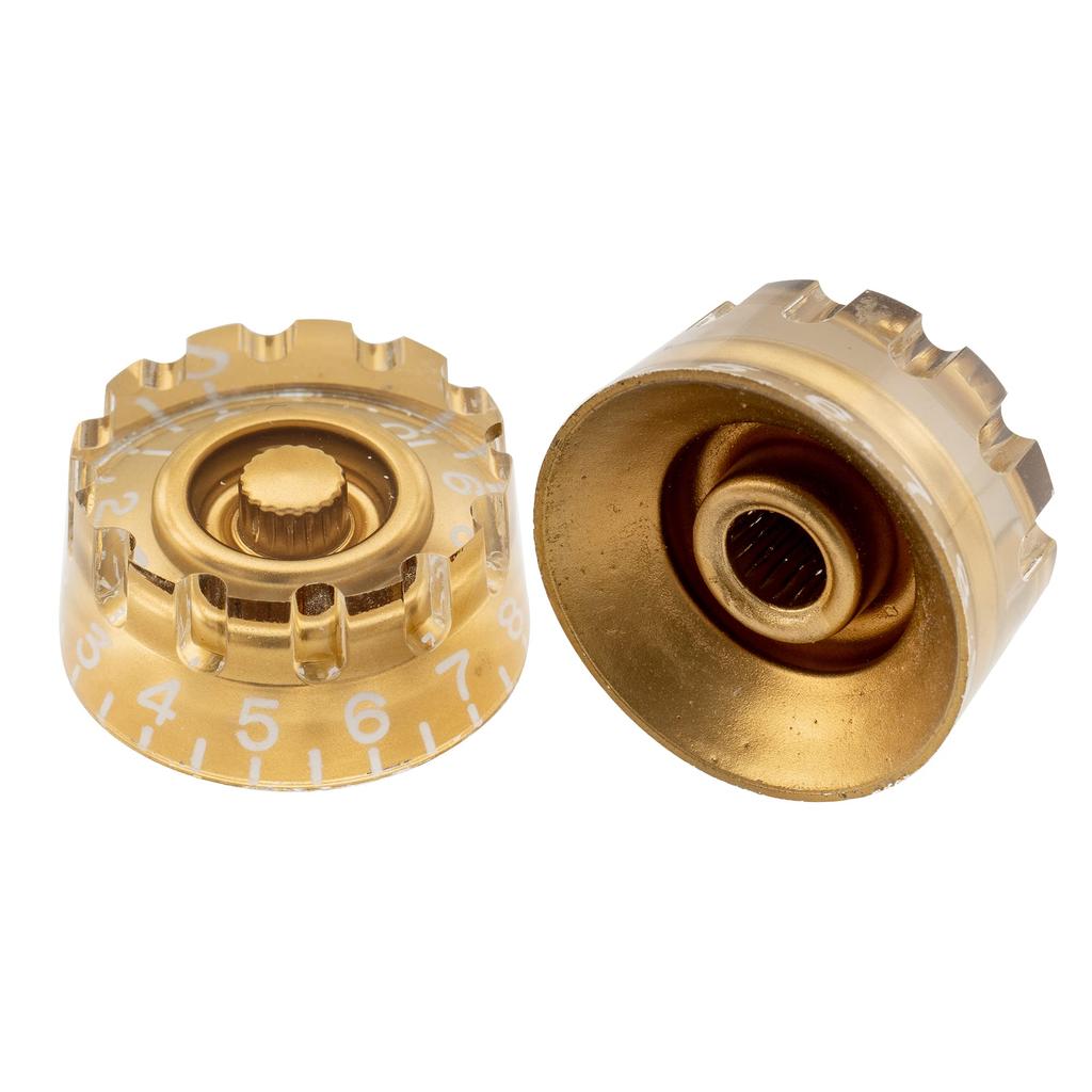 Musiclily Pro Notched Speed Metric for LP Les Paul Electric Gold of Knobs, Standard, Guitars, (Set 4)