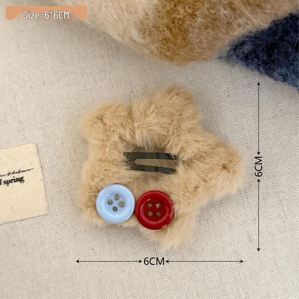 Autumn/Winter Plush Star Hair Clip - Versatile Bangs & Side Clip for Frizzy Hair Accessory