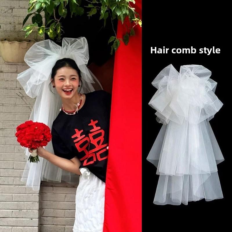 

Bla Bridal Veil Hair Accory Puffy Cloud Sle Wedding Dr Headpiece Korean Registration Photo Prop Ele Sensation wedding veil velo