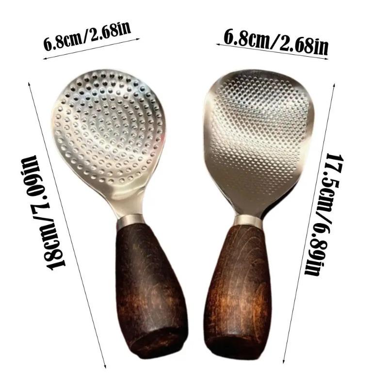 1pc/2pcs Durable Wooden Handle Rice Spoon Stainless Steel Vertical Canteen Serving Spoon Rice Cooker Household