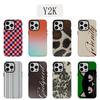 Luxury Y2K Colorful Grid Phone Case for iPhone 17 16e 16 15 14 13 12 11 X XS XR XSMAX 7 8 Air Pro Max Plus Luxury Double-layer