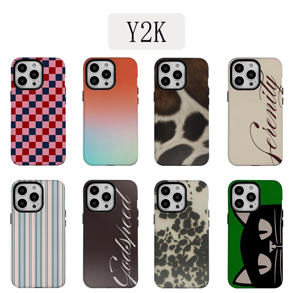Luxury Y2K Colorful Grid Phone Case for iPhone 17 16e 16 15 14 13 12 11 X XS XR XSMAX 7 8 Air Pro Max Plus Luxury Double-layer