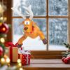 Crashing Santa Reindeer Kicking Window Animated Decoration with Suction Cup Fixings For Christmas Humorous Ornament