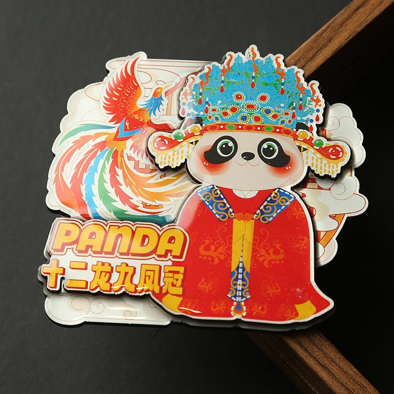 Cartoon Cute Panda Refrigerator Sticker Chinese Style 3d Cartoon Refrigerator Magnet Resin Fridge Magnet for Kitchen Decoration