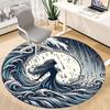 1pc Ocean Waves Office Round Area Rug, Indoor Mat Suitable For Office, Under Office Chairs Bedroom Living Room Home Decor234