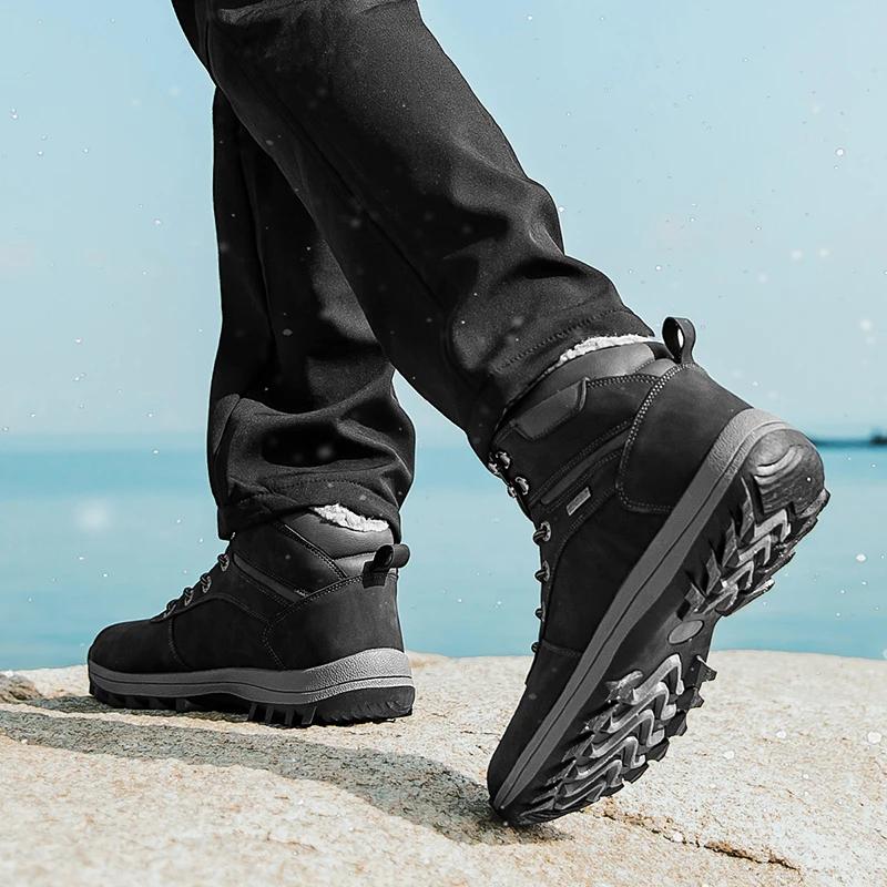 Fashion Winter Waterproof Men Boots Plush Super Warm Snow Boots for Men Sneakers Big Size 49 Men Ankle Boots Outdoor Shoes Botas Hombre