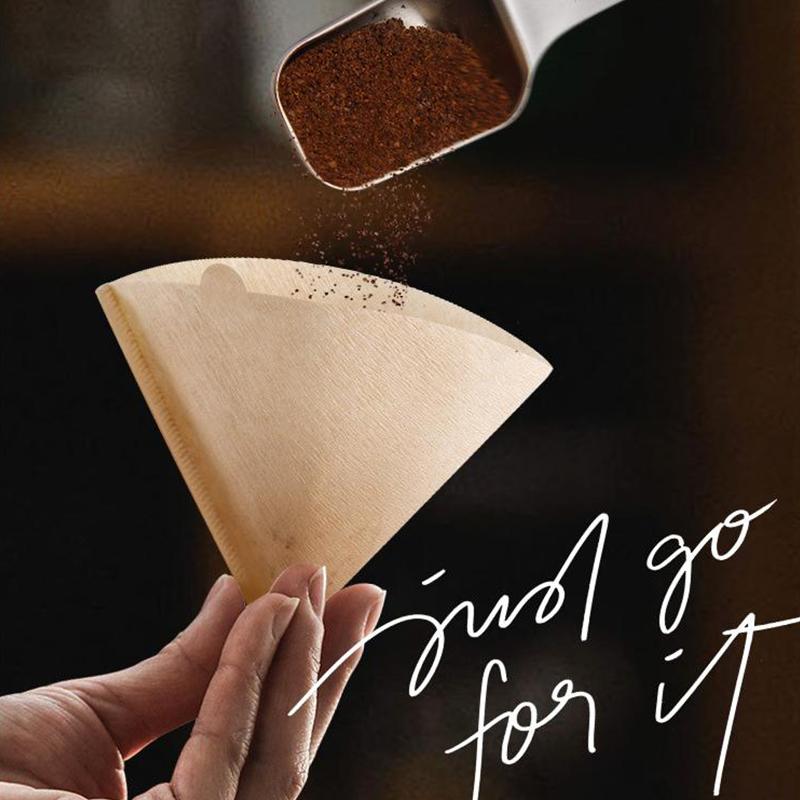 Disposable V Shaped Coffee Filter Paper 100 Sheets Natural Unbleached High Permeability Cone For Hand Drip Coffee Machine
