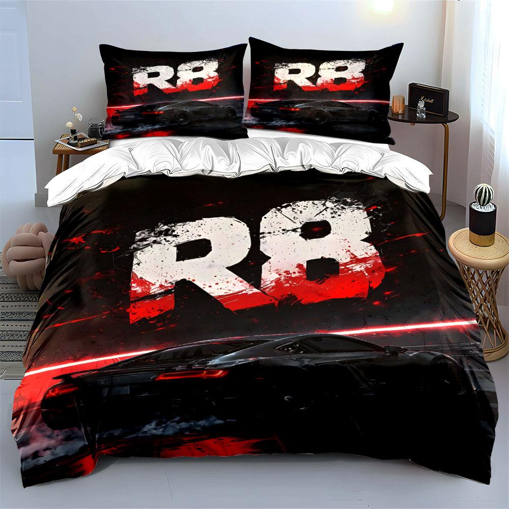Sports Car R8 Graphic Design Bedding Duvet Cover Set (1*Duvet Cover 2*Pillowcases, without duvet insert)