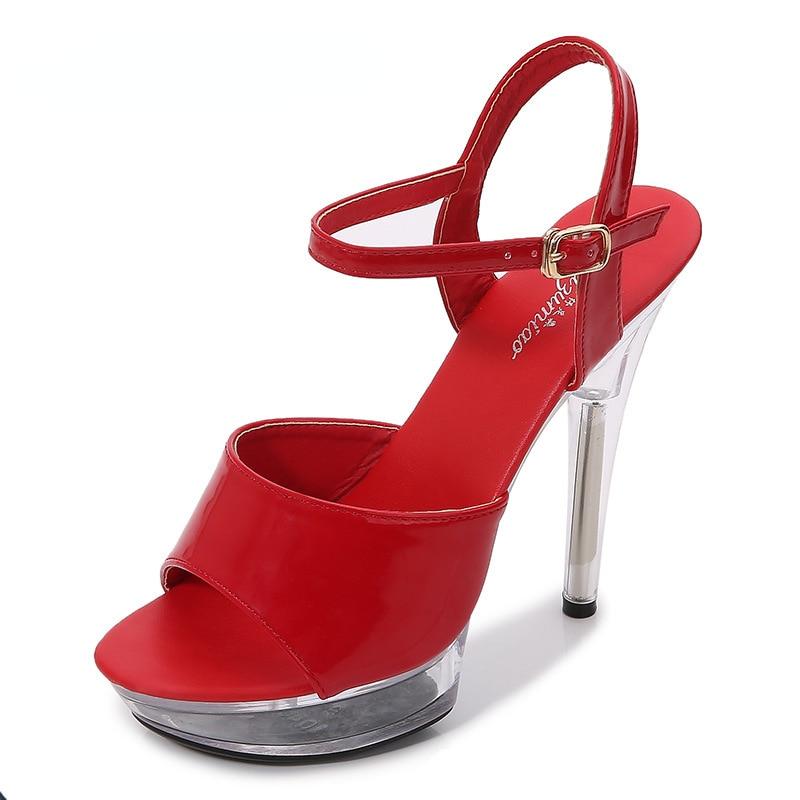 Woman Transparent Super High Heel Summer Female Waterproof Fish Mouth Shoes Fairy Thin Heel Sandals 15cm heel 5cm Platform LFD