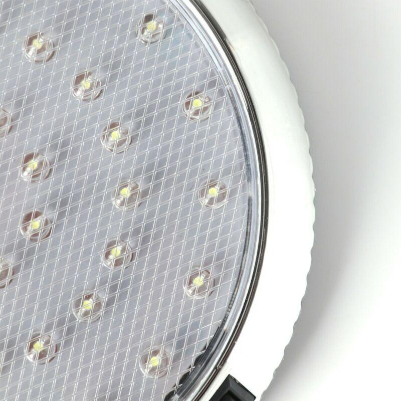 12V 46 LED Round Car Roof Light Lamp Chrome Carbon Look Interior Super Bright with ON/OFF Switch For Camper Van Caravan Boat RV