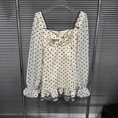 2026 Spring Ruffled French Polka Dot Dress for Women