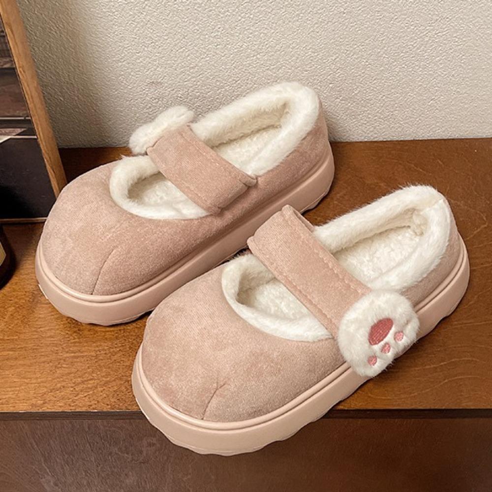 Cartoon Winter Snow Boots Anti Slip Thick Warm Slippers Cute Plush Floor Shoes  Outdoor EU36-37