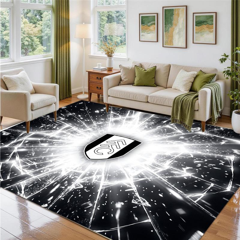 Fulham Voetbal Design Kristalfluweel Tapijt Zacht Decoratief Matje voor Slaapkamer Entree