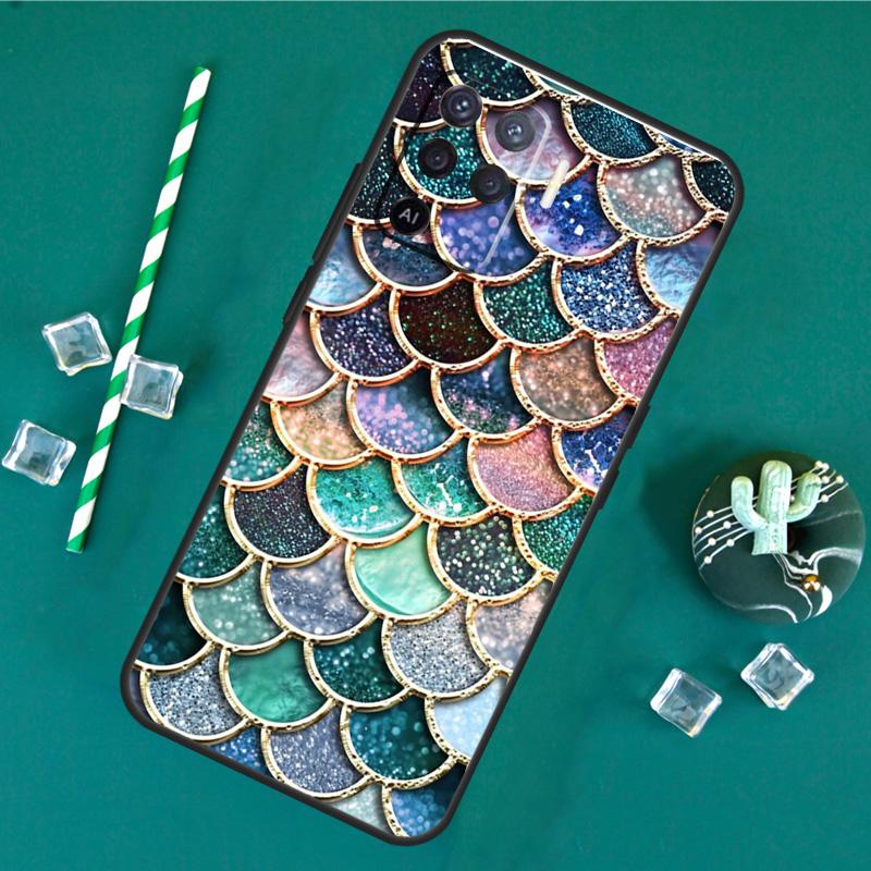 Watercolor Faux Mermaid Scales Case For Oppo A60 A40 A80 A16 A76 A96 A18 A38 A58 A78 A98 A91 A15 A17 A74 A94 A54 A57S Cover