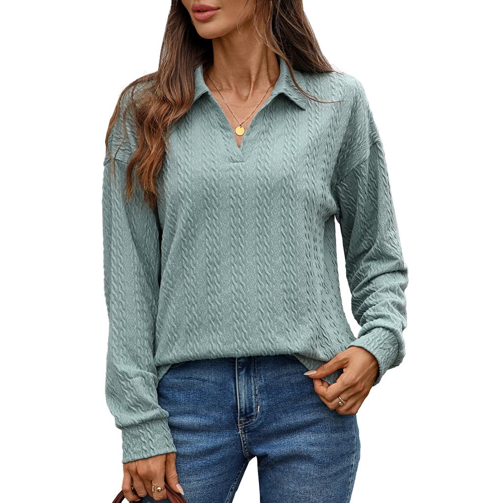 New Solid-color Pullover Hoodie for Autumn and Winter, Loose Lapel Long-sleeved Top for Women