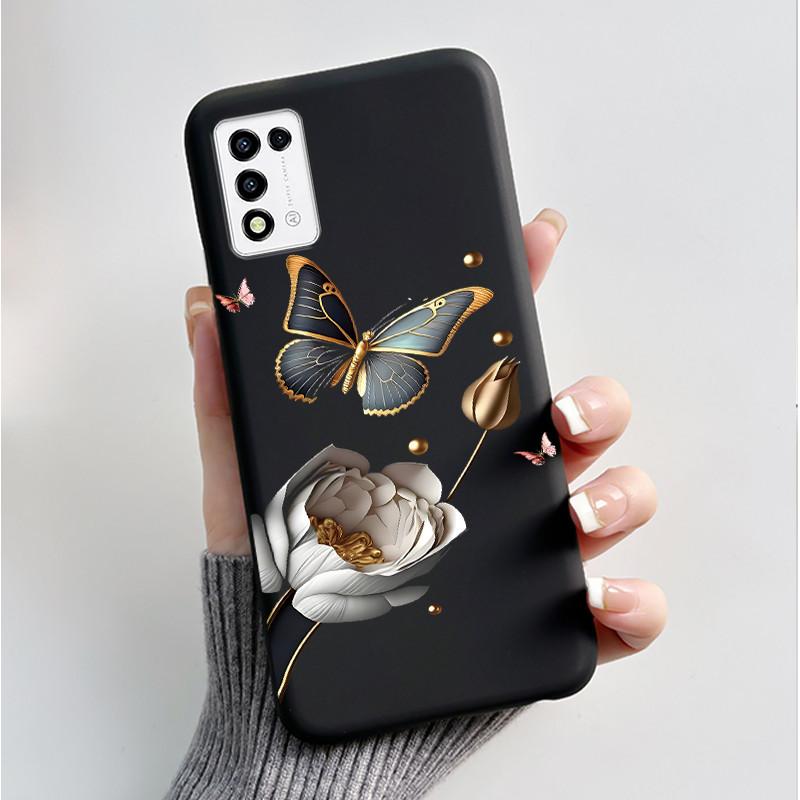 Phone Case For ZTE Libero 5G III A202ZT / Libero 5G II A103ZT Casing Fashion Butterfly Flower Black Soft TPU Case Silicone Cover
