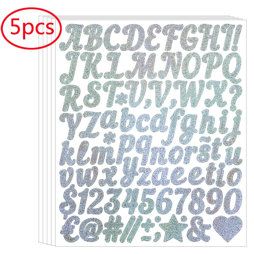 

5-10 Sheets 1 inch Glitter Alphabet Letter Stickers Gold Silver Name Number Sticker for Scrapbooking Stanley Cup Mug Craft Decor