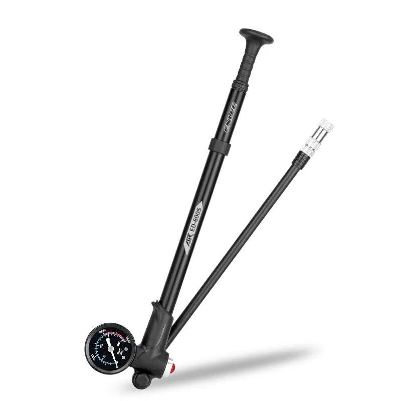 ENLEE Bicycle Front Fork Pump Mountain Bike With Meter High Pressure Pump American And French Universal Inflatable Pump 300PSI 300Psi black