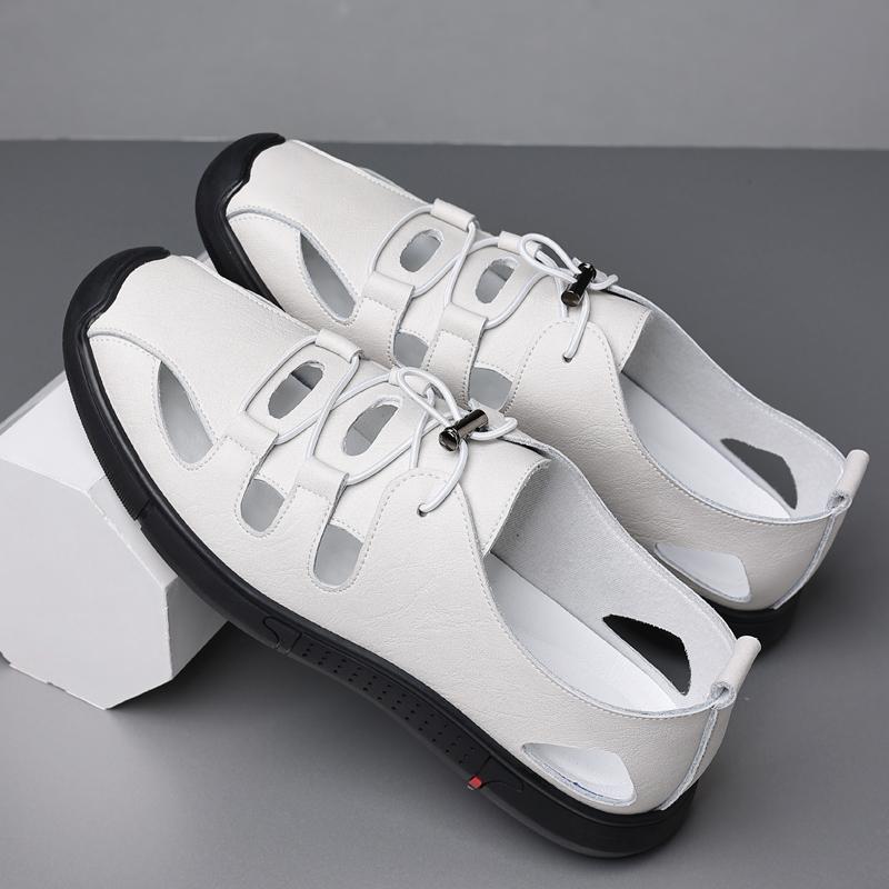 Mens Sandals Summer Dual-purpose Beach Shoes Cow Leather Thick Soled Shoes Casual Comfortable Shoes 38-44