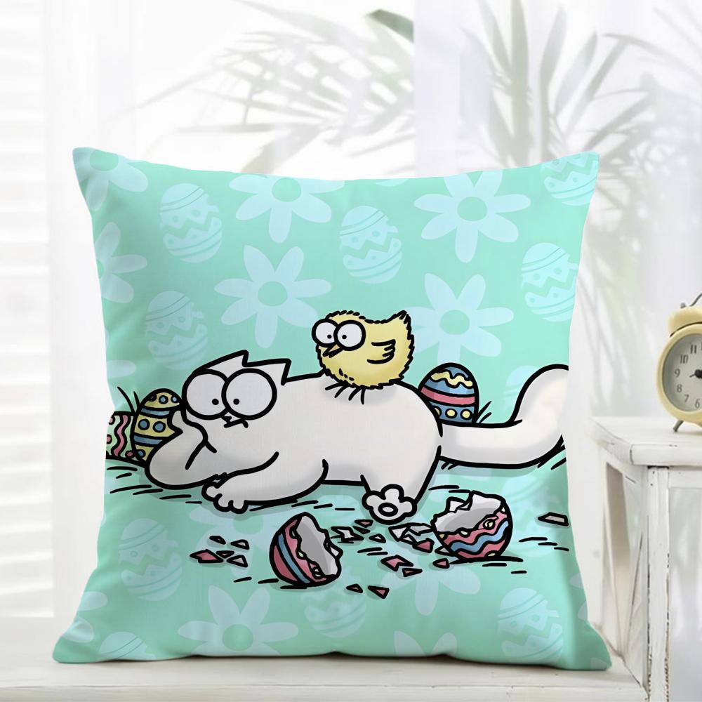 Kawaii SSimons Cat B Cushion Cover Cushion Cover Comfort Daily Washable Linen Soft for Sofa Bed Home Room Decor
